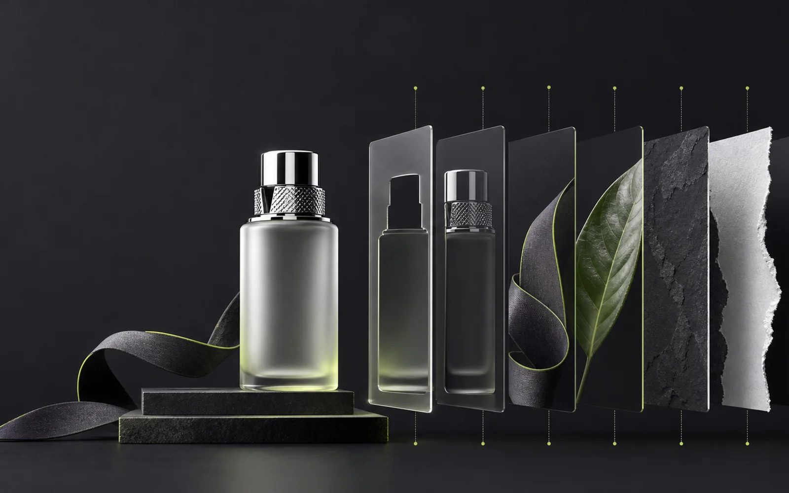 Conceptual layered product composition illustrating precise AI image editing